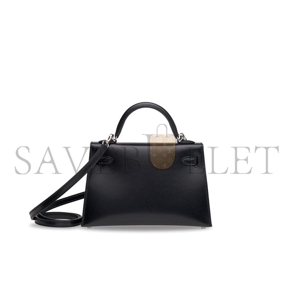 H**mes mini kelly ii box leather with palladium hardware (19*12*5.5cm)